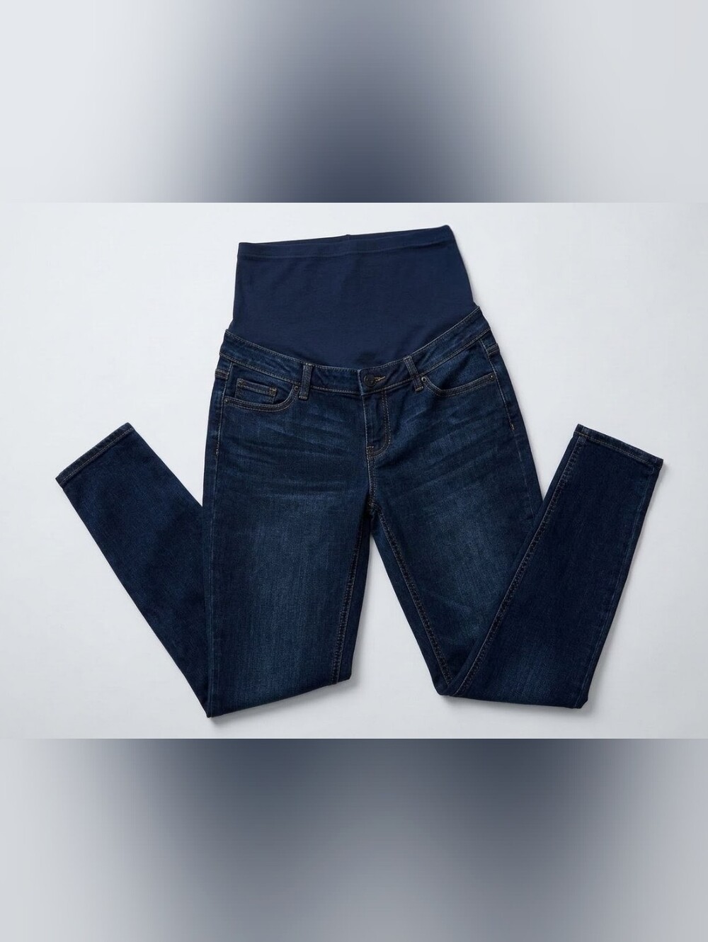 Time and Tru Dark Wash Skinny Jeans with Navy Stretch Panel